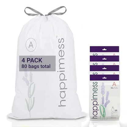 happimess 20-Count Lavender 8 Gal Drawstring Trash Bags, White, Pack of 4 - color: White (Lavender Scented), size: 80 Count (Pack of 1)