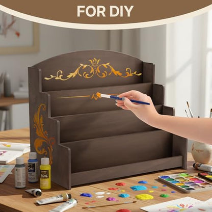 4 Tier Wooden Greeting Card Display Stand, Brown - color: Deep Brown