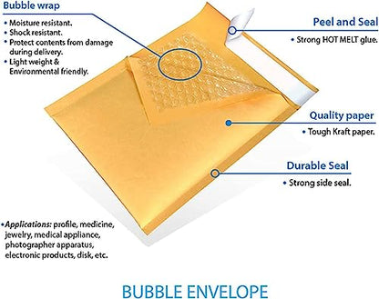 250#0 6x10 Kraft Paper Padded Bubble Envelopes Mailers Shipping Case 6"x10"
