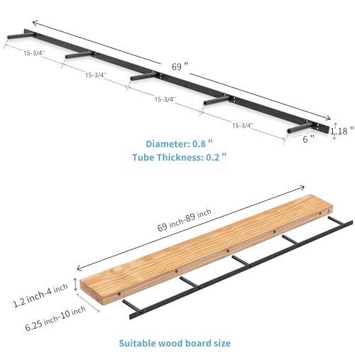Hidden Shelf Brackets ， Floating Shelf Bracket ( Additional Brackets -NO Kits) 69 Inch -2 Pcs - size: 69 Inch - 2 Pcs Additional Brackets - No Kits