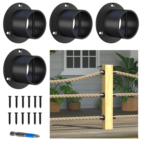 4 Packs 2inch Black Rope End Snap with Cross Screw - size: 2" for middle post