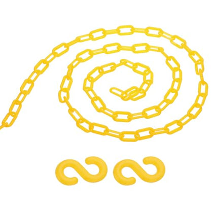 PATIKIL 13Ft Plastic Chain Barrier, Safety Link Chain with 2 S-Hooks for Crowd Control at Driveway Elevator Parking Lot, Yellow - color: Yellow