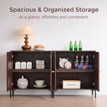 IFGET 61.75" W Modern Arched Sideboard Buffet Cabinet with Storage, Brown - color: Brown, size: 2 Pieces