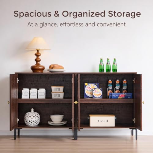IFGET 92.63" W Modern Arched Sideboard Buffet Cabinet with Storage, Brown - color: Brown, size: 3 Pieces