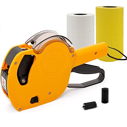 Motex MX-5500 New Version 1 Line 8 Digits Price Tag Gun Kit (Yellow Kit - 4 White + 5 Yellow Rolls) - color: Yellow Kit - 4 White + 5 Yellow Rolls