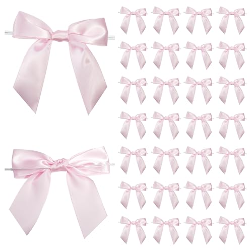 Baby Pink Satin Ribbon Twist Tie Bows 5 Inch 36 Pack - color: Baby Pink