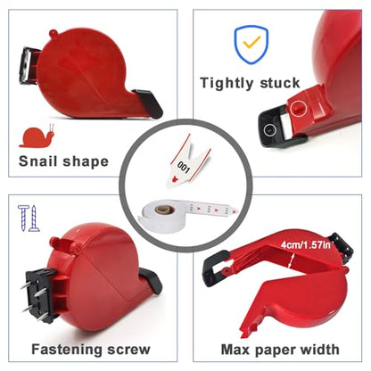 Take-A-Number Dispenser (Red) with Number Ticket Roll (3-Digit) — Queue Ticket Machine for Pickup/Order/Deli Counter, Bakery, DMV , Post Office, Pharmacy & Clinic