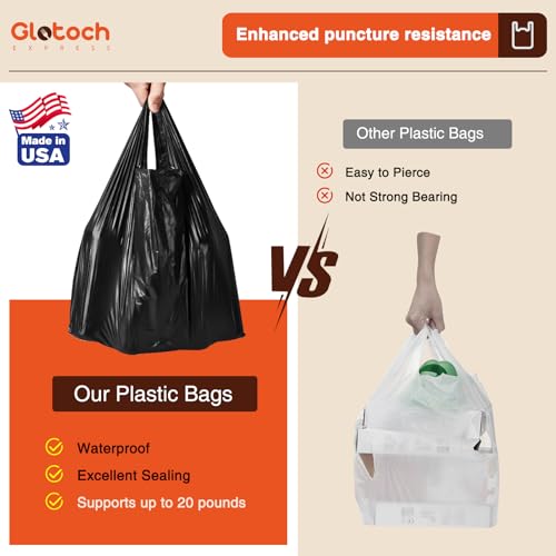 Glotoch 1000 Count Plastic Grocery Shopping T-shirt Bags Plain Black - color: Pure Black