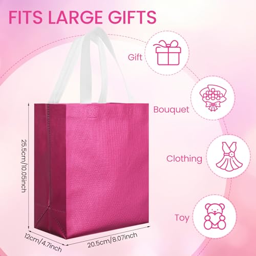 Eccliy 80 Pcs Reusable Gift Bags, Medium, Hot Pink - color: Hot Pink, size: Medium