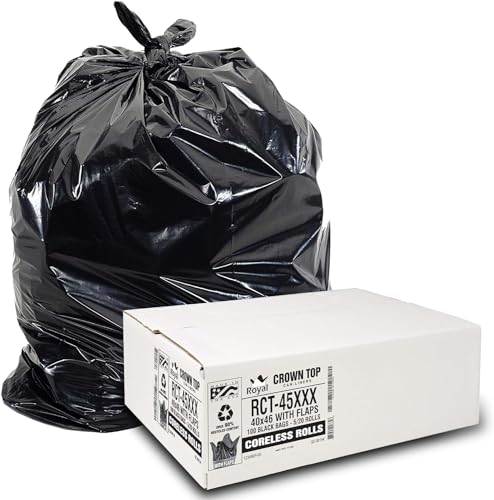 Heavy Duty 45 Gallon Trash Bags - (HUGE 100 Pack /w Flap Ties) - 2.0 MIL (Equivalent) 40" x 46" STAR SEAL BOTTOM Thick Garbage Bags for Contractors, Lawn, Leaf, Yard Waste Commercial Kitchen - style: 45 Gal, 2 Mil Equiv, 100 Count