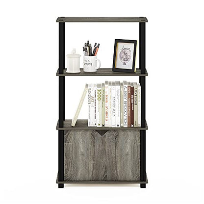 Furinno Go Green 4-Tier Storage Shelves, Book Shelf, French Oak - color: French Oak Grey/Black, size: 4-Tier with Cabinet