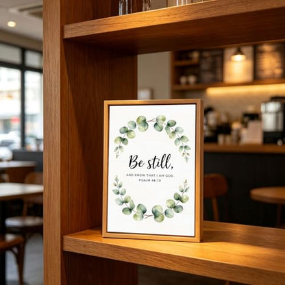 Be Still & Psalm 46:10 Eucalyptus Wooden Box Sign 8x12 Inch - color: Be Still and Know That I Am God Psalm 46:10