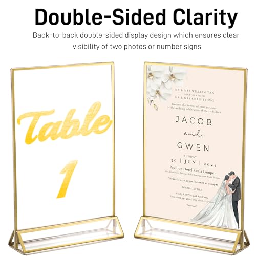 4x6 Acrylic Sign Holders, 6 Pack Gold Picture Frames for Table Number Signs - color: Gold, size: 6 PACK 4 x 6 Inch