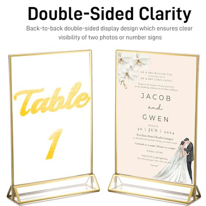4x6 Acrylic Sign Holders, 6 Pack Gold Picture Frames for Table Number Signs - color: Gold, size: 6 PACK 4 x 6 Inch