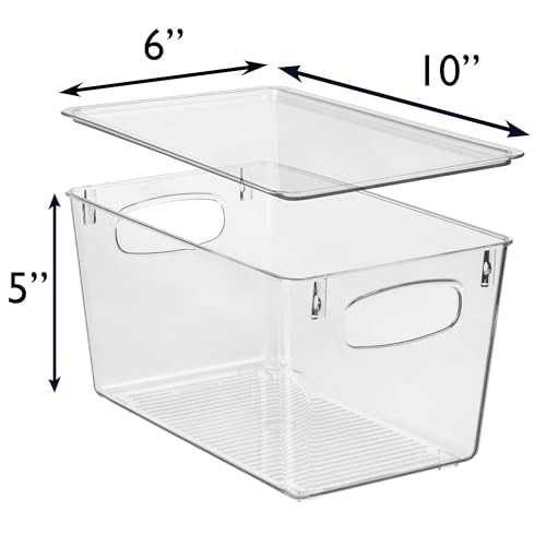 ClearSpace Pantry Storage Bins with Lids for Kitchen & Fridge, 2 Pack - size: 10"L x 6"W x 5"H