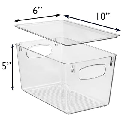 ClearSpace Pantry Storage Bins with Lids for Kitchen & Fridge, 2 Pack - size: 10"L x 6"W x 5"H