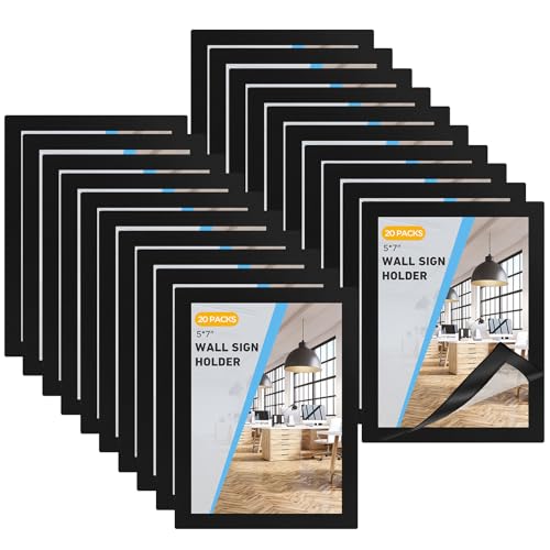 20 Pack Magnetic Sign Holder 5 * 7 inches with Magnetic Border - color: 20 Pack Black, size: 5x7