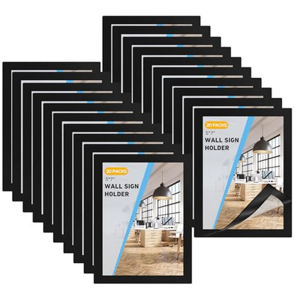 20 Pack Magnetic Sign Holder 5 * 7 inches with Magnetic Border - color: 20 Pack Black, size: 5x7