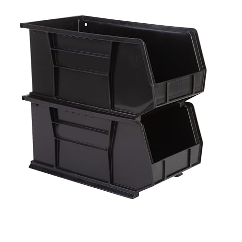 HE HUDSON EXCHANGE 15" x 8" x 7" (6 Pack) Plastic Stackable Storage Bin, Black - color: Black, size: 6 Pack