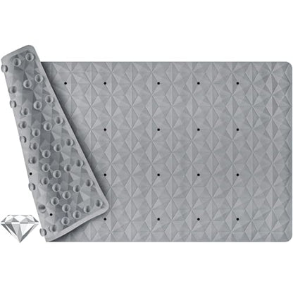 Non Slip Bathtub Mat for Bath Tub Shower - 241 Vacuum Suction Cups - color: Gray With Holes, size: 28" x 16" (Rectangular)