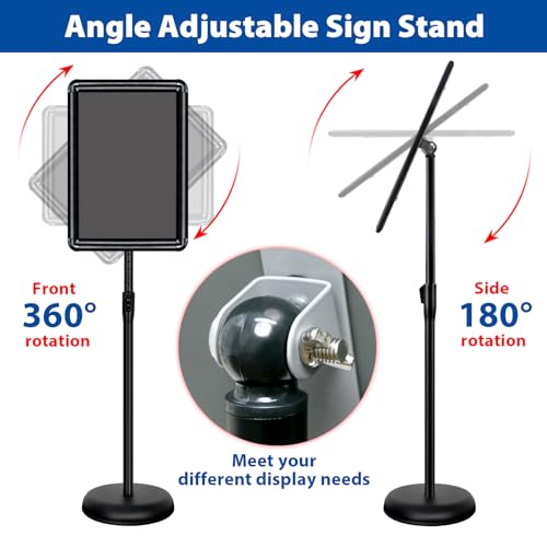 2Pack 11x17 Sign Stand - Adjustable Floor Standing Sign Holder - color: Black, size: 11"x17"-2Pack