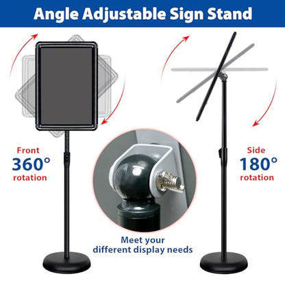 2Pack 11x17 Sign Stand - Adjustable Floor Standing Sign Holder - color: Black, size: 11"x17"-2Pack