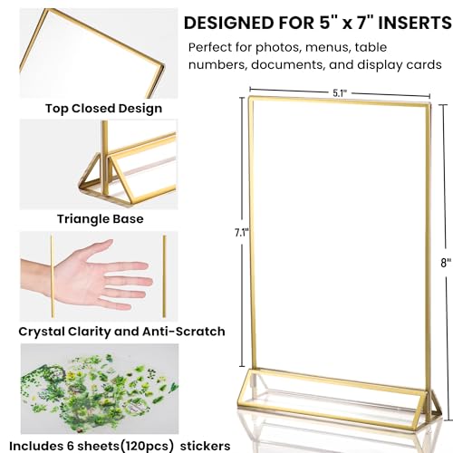 5x7 Acrylic Sign Holders, 6 Pack Gold Picture Frames for Table Number Signs - color: Gold, size: 6 Pack 5x7 Inch