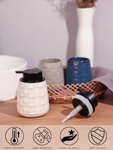 Ceramic Soap Dispenser, Lotion Dispenser with Pump 12oz (White Liquid Pump) - color: Farmhouse White Liquid Pump
