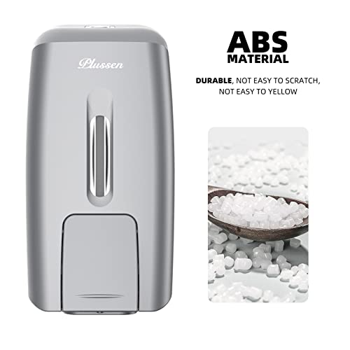 Commercial Wall Mount Soap Dispenser, Refillable ABS Plastic Manual Liquid Hand Soap Sanitizer Dispenser, 27oz (800ml) Large Capacity for Restaurant Office Public Restroom - color: Silver