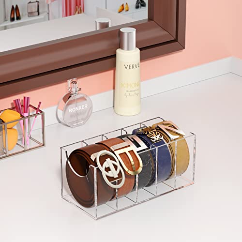 FEMELI Acrylic Belt Organizers Holders for Closet 5-Slots Belt Storage Box - size: 5-Compartments