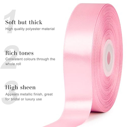 Pink Satin Ribbon, 1 Inch, 50 Yards - color: pink