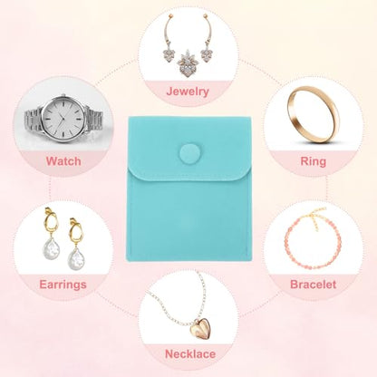 PATIKIL 2Pcs Jewelry Pouches 3x4 Snap Button Jewelry Storage Bag, Sky Blue - color: Sky Blue, size: 3x4 Inch