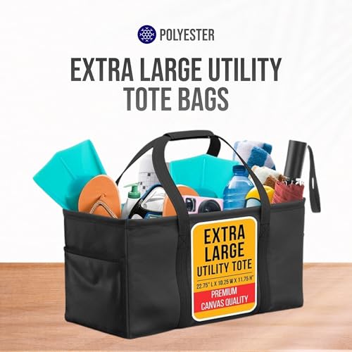Extra Large Utility Tote Bag - Oversized Collapsible Beach Bag - Black - color: Black