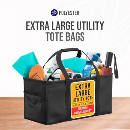 Extra Large Utility Tote Bag - Oversized Collapsible Beach Bag - Black - color: Black