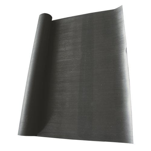 Rubber-Cal Fine Rib Corrugated Rubber Floor Mat - 1/8" x 3ft x 4ft Black - size: 48"L x 36"W x 0.1"Th