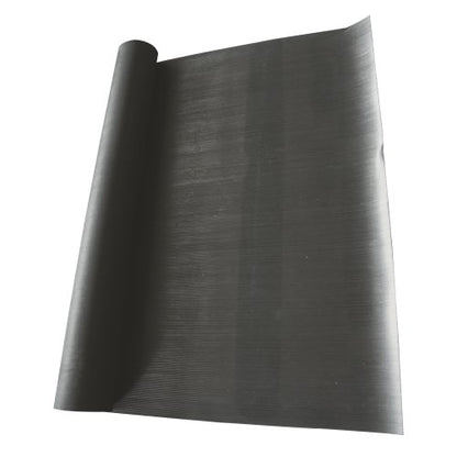 Rubber-Cal Fine Rib Corrugated Rubber Floor Mat - 1/8" x 3ft x 4ft Black - size: 48"L x 36"W x 0.1"Th