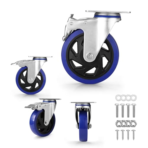 WORKPRO 5" Caster Wheels, 2640 LBS Heavy Duty Swivel Casters, Set of 4 - style: 5 Inch