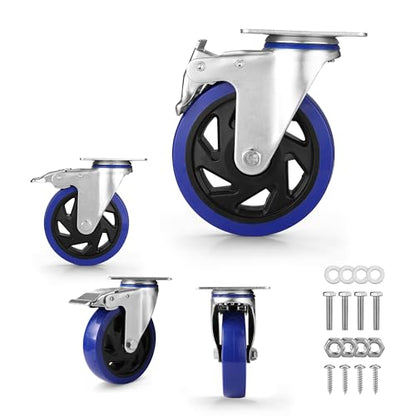 WORKPRO 5" Caster Wheels, 2640 LBS Heavy Duty Swivel Casters, Set of 4 - style: 5 Inch