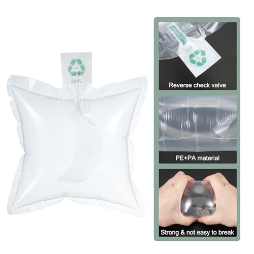 MECCANIXITY 6 x 6 Inch Air Pillows for Shipping, 100 Pack Inflatable Air Packaging Bags Air Cushions Buffer Bags Void Fill Cushioning with Hand Pump for Shipping and Packaging Clear - size: 6 x 6 inch