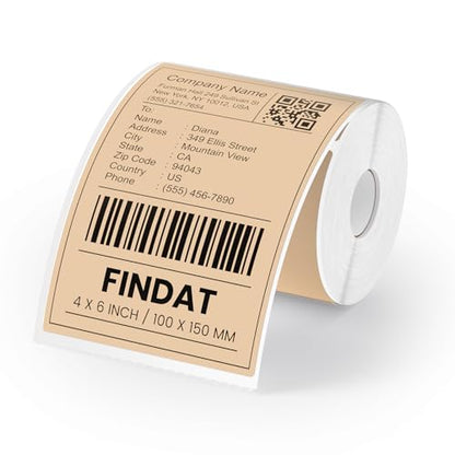 Direct Thermal Label Khaki Vinyl 4 x 6 Inch Printer Sticker 250 PCS - color: Khaki