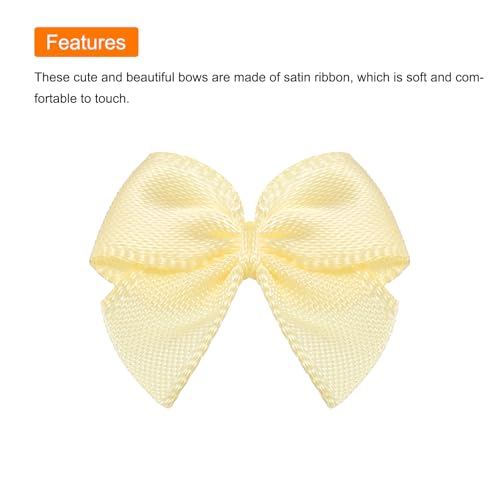 MECCANIXITY Mini Ribbon Bow 1" Mini Fabric Flower Bows Beige 150Pcs - color: Beige