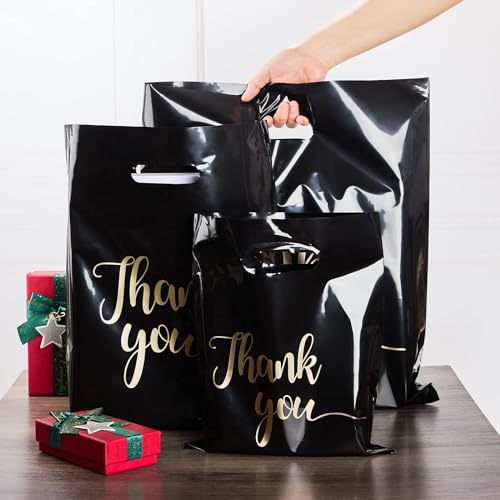 ZORRITA Thank You Bags for Small Business, 100 Pack, 9 x 12 Inch - color: Black, style: 9 × 12 Inch
