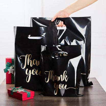 ZORRITA Thank You Bags for Small Business, 100 Pack, 9 x 12 Inch - color: Black, style: 9 × 12 Inch