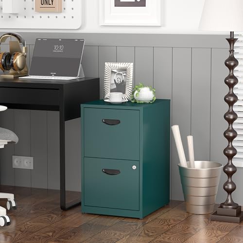 SteeLoong 2 Drawer File Cabinet,Metal Office File Cabinet with Lock,Green - color: Green, style: 2 Drawer Light Duty