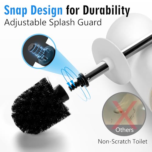 Matt White Ceramic Toilet Brush and Holder Set - color: Matt White, size: Set/1