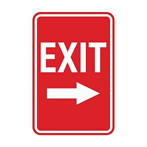 Signs ByLITA Portrait Round Exit Right Arrow Sign with Adhesive Tape, Mounts On Flat Surface (Red) - Small - color: Red, size: 4 x 6" - Small (1 Pack)
