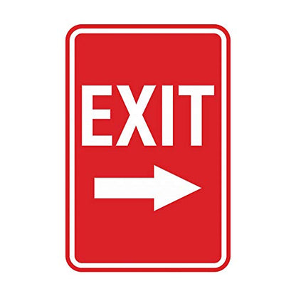 Signs ByLITA Portrait Round Exit Right Arrow Sign with Adhesive Tape, Mounts On Flat Surface (Red) - Small - color: Red, size: 4 x 6" - Small (1 Pack)