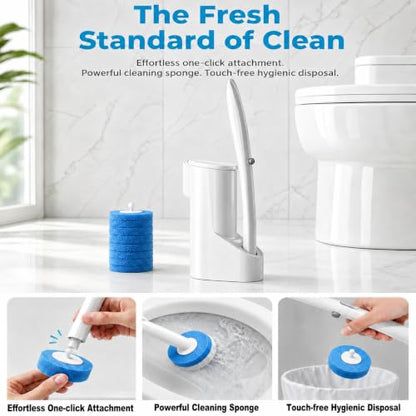 Disposable Toilet Brush and Holder Set with 24 Refills,Toilet Cleaning Wand