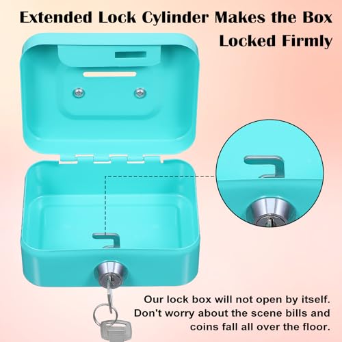 6 Pack Small Money Box with Lock, Metal Cash Boxes, 4.5x3.4x2in Durable Steel Coin Bank, Secure Lock Box for Home Office Gift, 3 Colors,