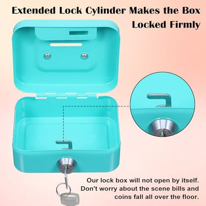 6 Pack Small Money Box with Lock, Metal Cash Boxes, 4.5x3.4x2in Durable Steel Coin Bank, Secure Lock Box for Home Office Gift, 3 Colors,